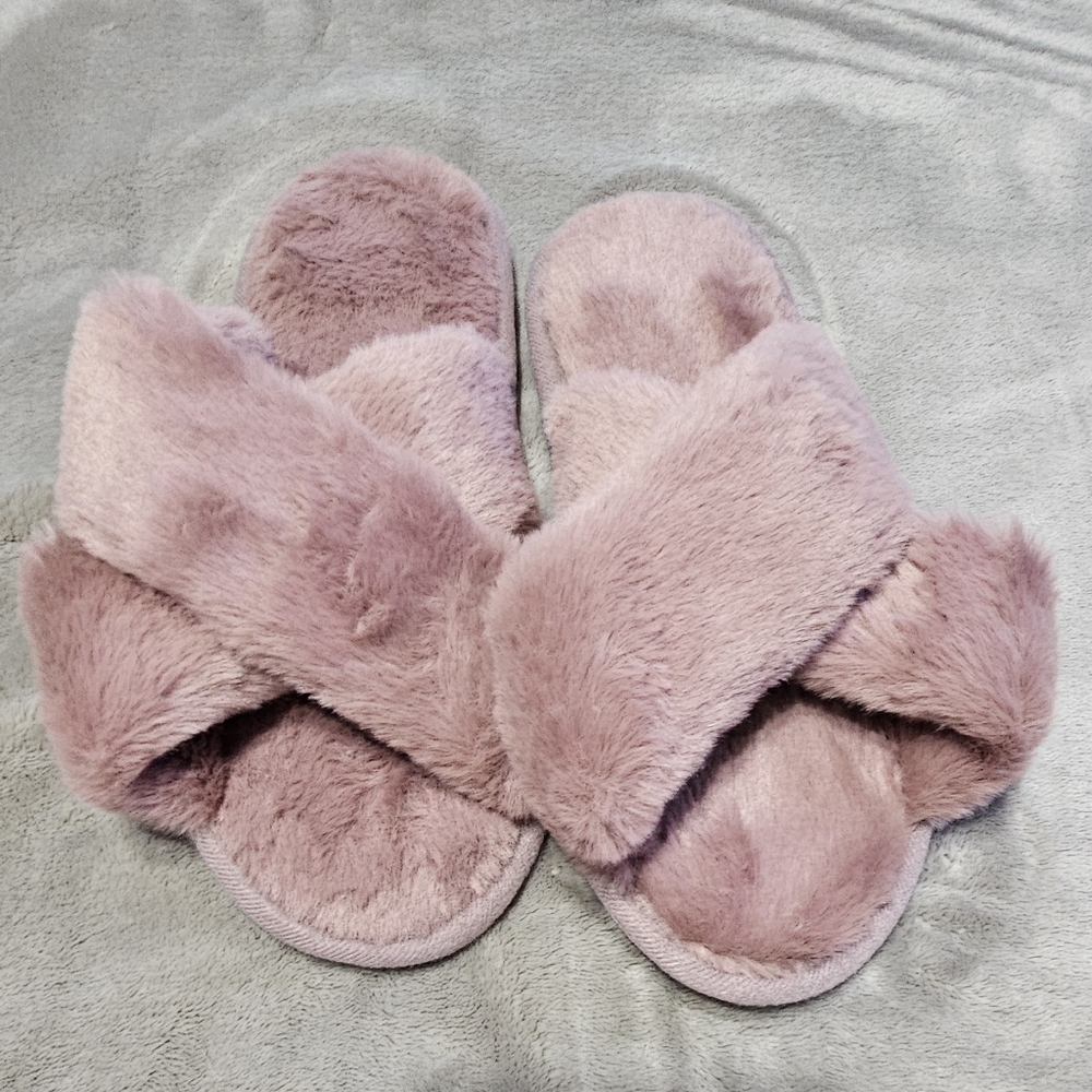 Plush Pink Fuzzy Slippers